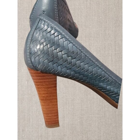 Geox Respira Womens Blue Leather Bow Detail Woven Pattern High Heels size 38.5 - Picture 10 of 13